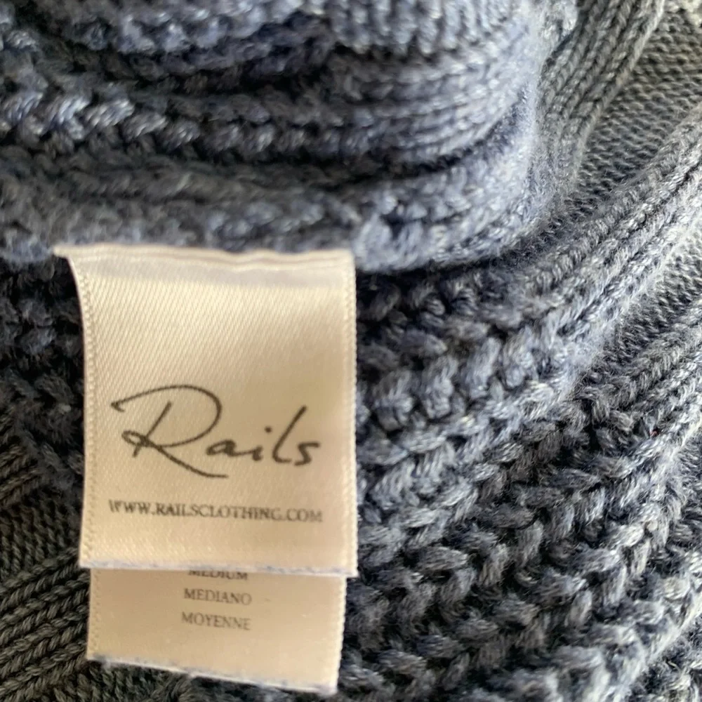 Rails Elsa Vintage Blue Knit Sweater Cropped Crop Medium Slouchy Oversized Boxy - Picture 6 of 7